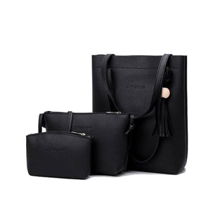 PU Leather Handbag 3pcs Women Shoulder Bag