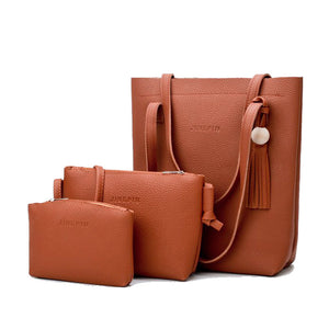 PU Leather Handbag 3pcs Women Shoulder Bag