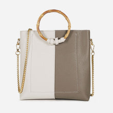 Load image into Gallery viewer, New Ring Wooden Handle Chain Contrast Color Stitching Pu Material Female Bag